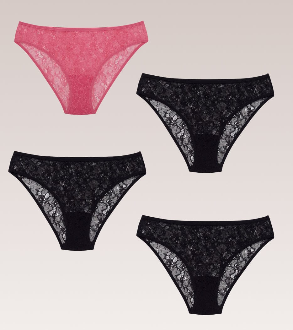 All Lace Brief Multipack Schwarz&Pink - 4 stück