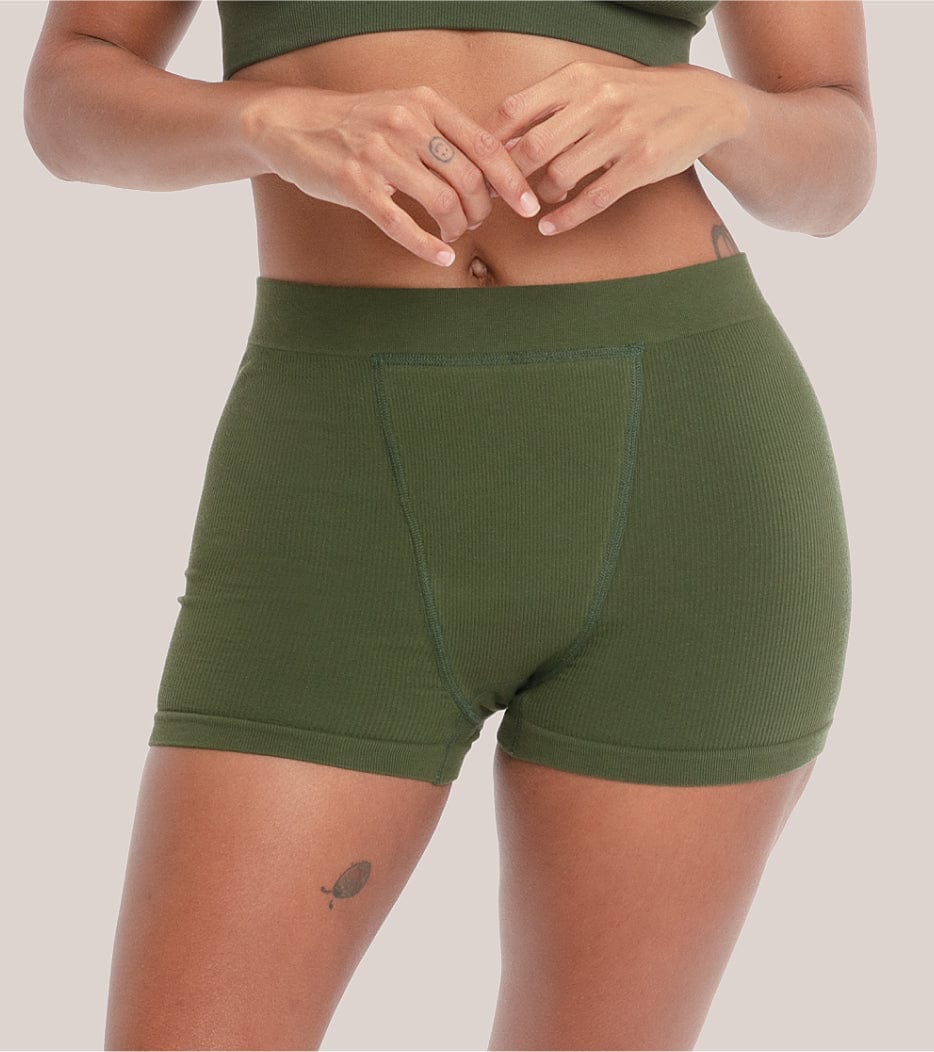 Nahtlose Ripp-Boxer Short - Grün